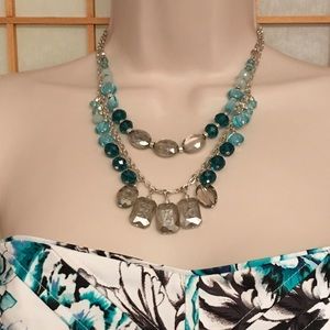 WHBM Convertible Necklace and Earrings Set, Teal